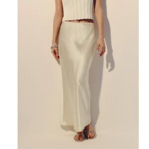 Reformation Layla Silk Skirt in Sugar/Ivory